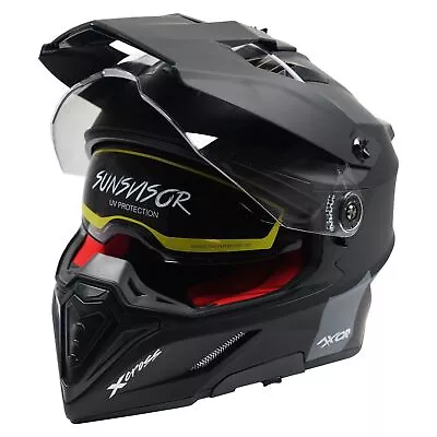 Axor X-Cross ECE Adventure Dual Sport DVS Peaked Motorcycle Helmet - Matt Black • $190.58