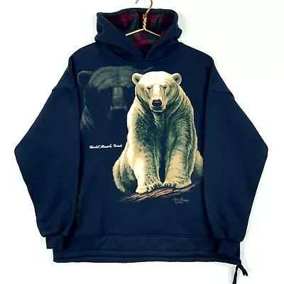 Vintage Wildlife Sweatshirt Hoodie Extra Large Blue Polar Bear Made Canada 90s • $44.99