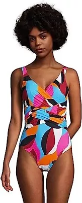 NWT Womens Slender Wrap One Piece Tummy Control Swimsuit Size 16W $150 Z578 • $42.49