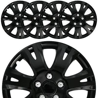 16  Set Of 4 Black Wheel Covers Snap On Full Hub Caps Fits R16 Tire & Steel Rim • $54.99