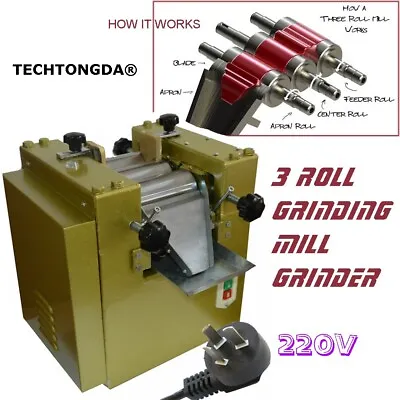 220V Laboratory 3 Roll Grinding Mill Grinder Grinding Machine 750W 1400RPM • $1021.50