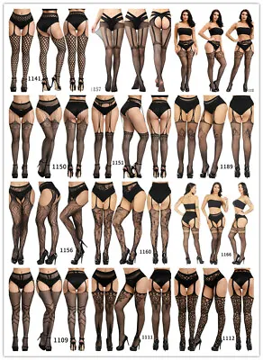 Women's Lace Suspender Stockings Thigh-High Pantyhose Stockings Fishnet Tights • $14.08