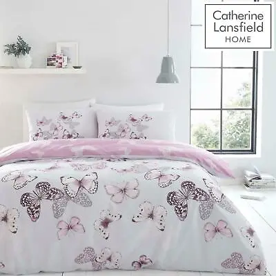 £18.95 • Buy Catherine Lansfield Scatter Butterfly Purple Duvet Covers Grey Quilt Bedding Set