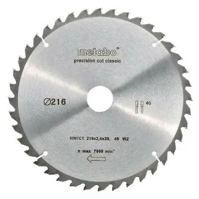 Metabo Circular Saw-Blade 628060000  HW/CT 216x30 40 WZ 5 Green • £10.49