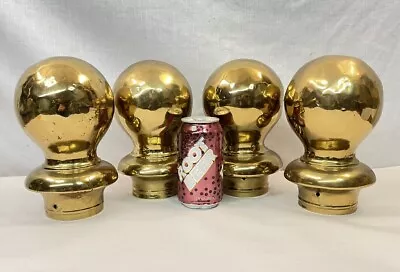 4 Antique Brass Bed 5  Cannon Ball Caps Finials For 3  Posts/legs • $100