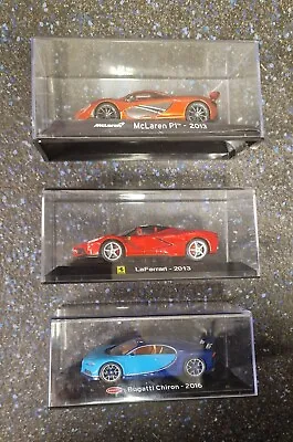 3 X MODELS - Panini Supercar Collection 1:43 Scale Farrari Bugatti McLaren P1 • £18.99