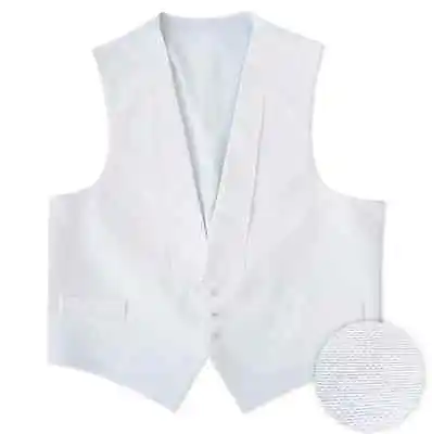 New White Cotton Pique Fullback Tuxedo Vest Self Tie Bow Tie Debutante FREE SHIP • $72.95