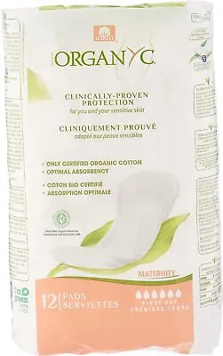 Organyc 100% Organic Cotton Maternity 12 Pads Serviettes Ultra Absorbency • £11.09