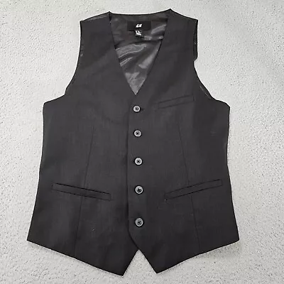 H&M Vest Mens Size 34R Black Suit Stretch 5 Button Front Sleeveless Waistcoat • $22.42