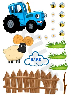 💗 FARM ANIMALS 💗TRACTOR PERSONALISED Edible Cake Topper • £4.29