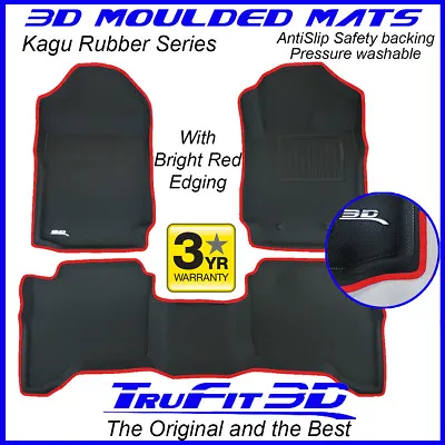 $249 • Buy Fit Ford Ranger Dual Cab 2011-2021 Genuine 3D Rubber Floor Mats With RED Edge 