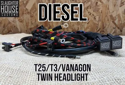 SHC VW T25 T3 Vanagon TWIN Headlight Relay Wiring Loom Upgrade (Diesel) • $94.52
