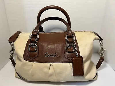 Coach Purse Light Cream & Dark Brown With Removable Shoulder Strap E1182-F15445 • $47