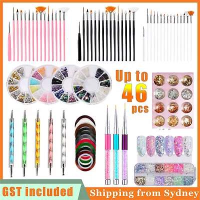 5-46 PCS Nail Art Design Brushes Pen Tool Set Painting UV Gel Drawing Brush AUS • $6.45