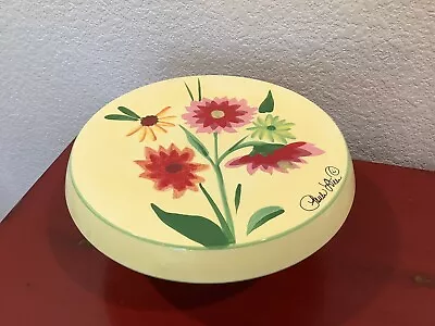 PAULA DEEN Cake Stand Combo Egg Tray Ceramic Floral Yellow White Red ~RARE~NICE • $59.99