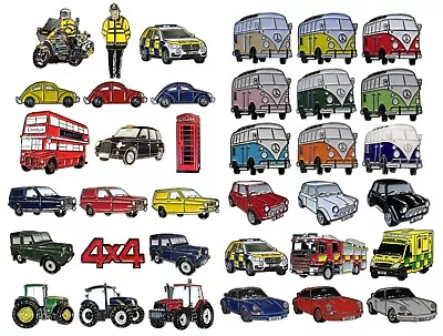 Vehicle Enamel Badge Sets Mini Cooper Police Ambulance Fire Engine London Bus • $8.70