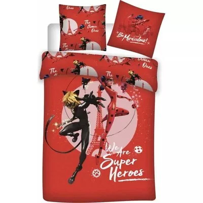 £20.49 • Buy Lady Bug & Cat Noir Red Single Bedding Cover & Pillow Duvet Cover Miraculous