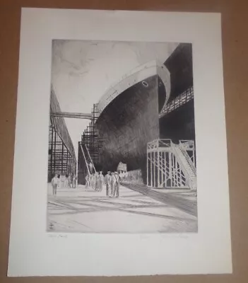 Charles J.A. Wilson Signed Number Etching SHIP YARD 9/150 LE • $49.99