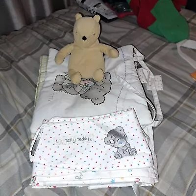 £9.99 • Buy Me To You Tatty Teddy Wall Hanger Tab Top Curtains With Tie Backs Nursery Bundle