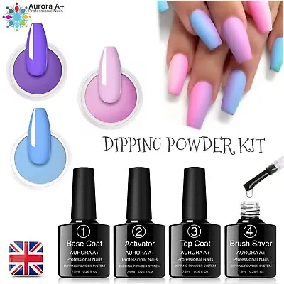 Nail Dipping Powder Acrylic System Dry Fast 7 Piece Set Professional Starter Kit • £13.99