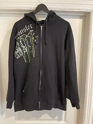 Monster Energy Full Zip Up Hoodie Sweatshirt Jacket Mens Size XL Grunge Y2K • $67.45