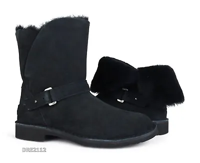 UGG Syden Black Suede Fur Boots Womens Size 8 -NIB- • $109.20