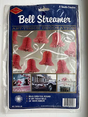 Beistle Pink Bell Streamer Honeycomb Art Tissue Wedding Shower Decor VTG 1980s • $15