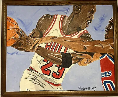 Michael Jordan #23 Chicago Bulls GOAT Oil Painting.l You Reach I Teach 1997 • $250