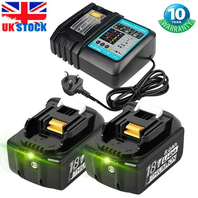 UK For Makita 18V 6.0Ah 8.0Ah LXT Li-ion Battery BL1830B BL1840 BL1850 / Charger • £45.95
