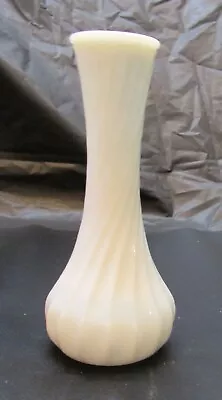 Vintage 1960's Hoosier White Milk Glass 6  Swirl Ribbed Side Old Flower Bud Vase • $15