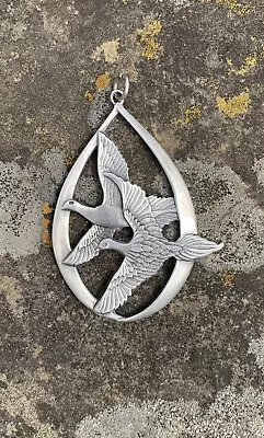 Vintage 1972 Wallace Sterling Silver Doves Peace On Earth Pendant / Ornament   • $35