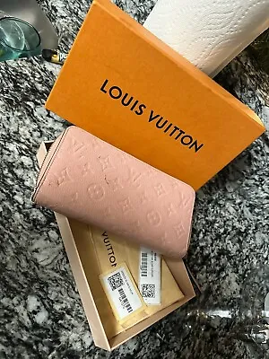 LOUIS VUITTON Zippy Wallet M64090 Long Zip Monogram Empreinte X Leather Pink 280 • £308.84