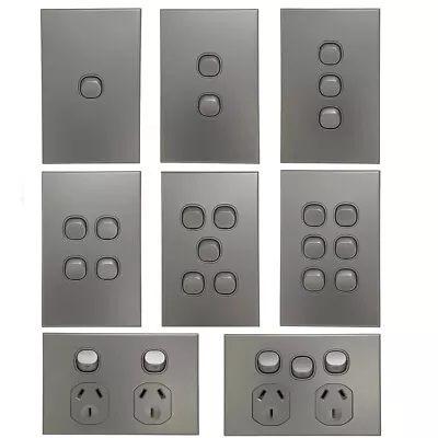 3A AU 1 2 3 4 5 6 Gang Wall Switch & Powerpoints - Silver - Slim -SAA • $13.95