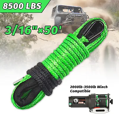 8500LBS 3/16 X50' Synthetic Winch Rope Line Recovery Cable 4WD ATV UTV W/Sheath • $25.89