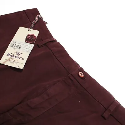 Mason's NWT Chinos / Casual Pants Size 58 42 Slim US Solid Burgundy Cotton Blend • $164.99