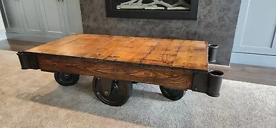 Vintage Industrial Wood Cart Nutting Brand - Coffee Table • $750