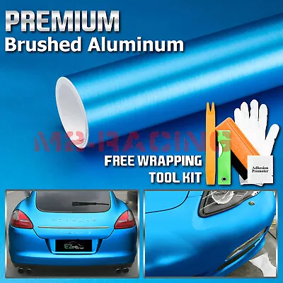 Premium Brushed Aluminum Light Blue Steel Vinyl Wrap Sticker Decal Air Release • $43.98