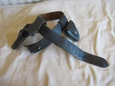 Vintage Police Duty Black Leather Belt W/Holster & Handcuff Pouch Mens Size 38 • $19.99