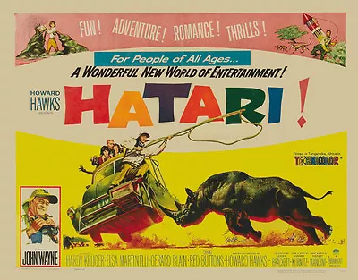 Hatari! (1962) John Wayne Movie Poster Print  • $6.49