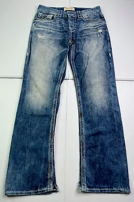 Big Star Mens Pioneer Straight Leg Distressed Whiskered Stretch Jeans 30x30 • $38