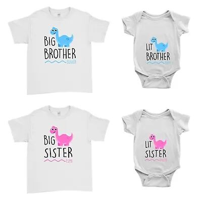 £9.95 • Buy Personalised Dinosaur Big Brother Little Sister New Baby Sibling Kids T-Shirt