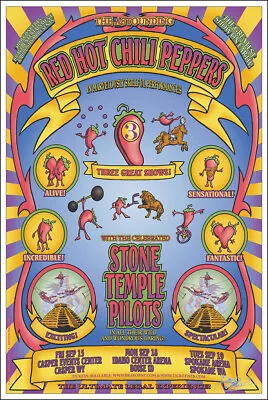 STONE TEMPLE PILOTS RED HOT CHILI PEPPERS Signed Original 2000 Concert Poster • $20