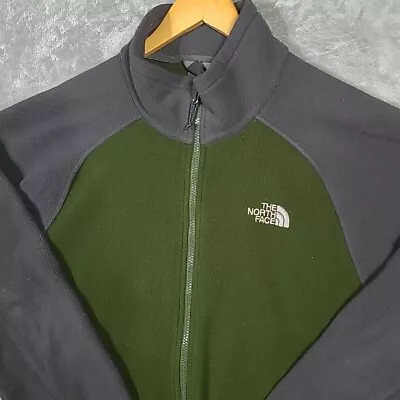 The North Face Mens Large Fleece Full Zip Up Long Sleeve Jacket Grey Green • $16.99