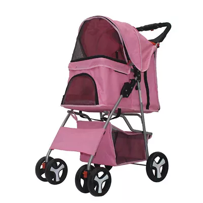 4-Wheel Folding Pet Stroller Safe Cat Dog Cage Stroller Portable Travel Carrier • $56.97