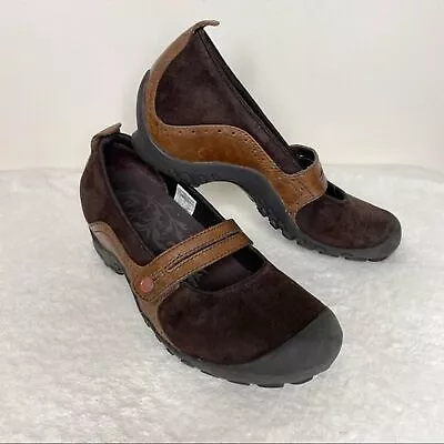 Merrell Shoes Brown Plaza Bandeau Espresso Suede Leather Mary Jane Casual Size 7 • $23