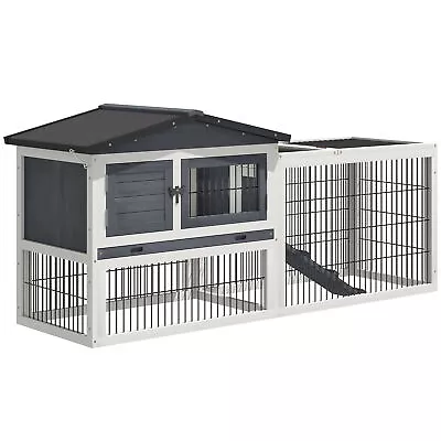 Rabbit Hutch Metal Bunny Cage Outdoor Quail Coop House Outside Guinea Pig Ramp • $121.67