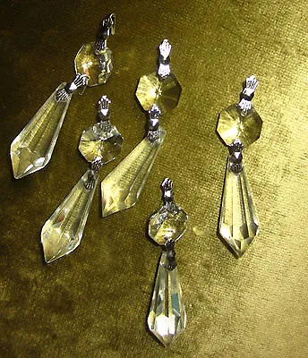 *Set Of 5 Five Vintage Style Crystal Glass Drops Chandelier Sun Catcher Prisms   • £3.99