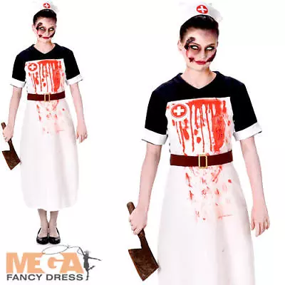 Zombie Nurse Ladies Fancy Dress Halloween Undead Gory Womens Adults Costume New • £7.99