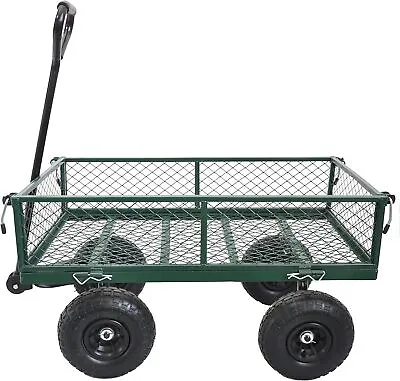 Capacity Mesh Steel Garden Cart Utility Wagon With Removable Sides Used In Farms • $97.62