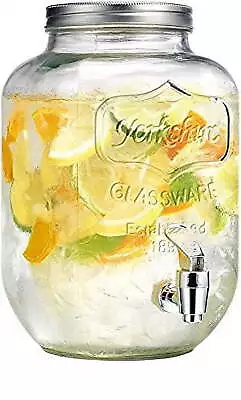 2 Gallon 7.5 L Yorkshire Clear Glass Cold Drink Beverage Dispenser With Spigot • $22.91